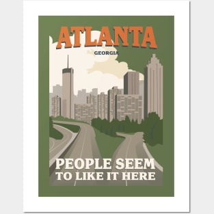 Vintage Atlanta Georgia Cityscape Downtown Skyline Apparel Posters and Art